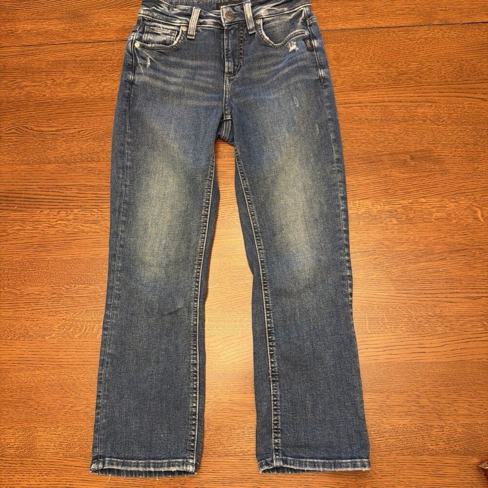 Silver Suki Curvy Skinny Crop Jeans Capri Mid Rise Distressed NEW Women 24 00